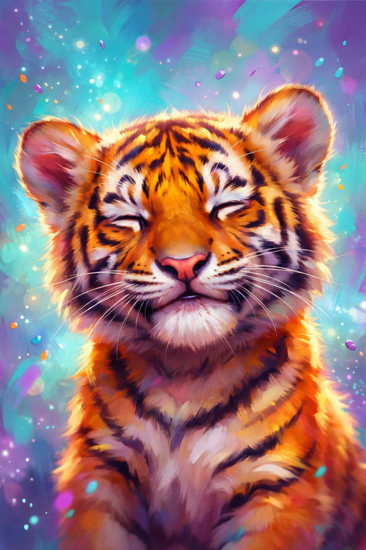 Serenity in Stripes – Premium Tiger Cub Canvas Art