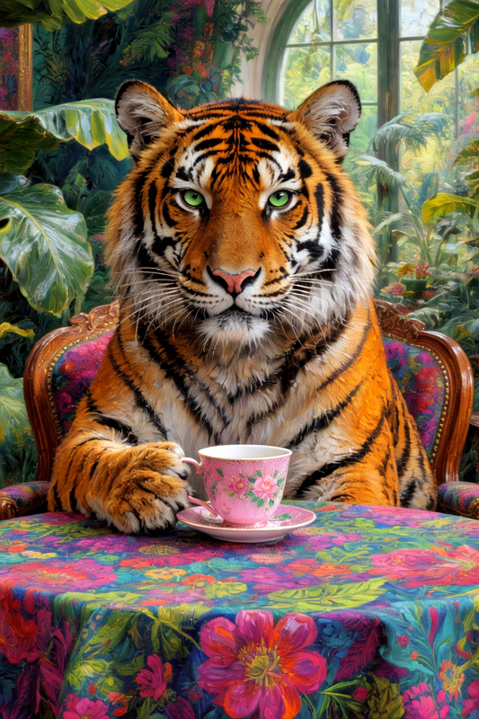 Whimsical Tiger Tea Painting