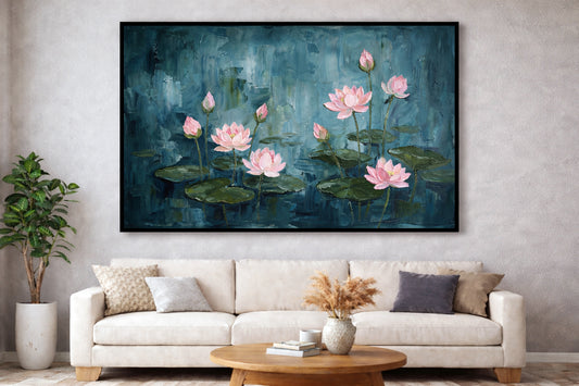 Blushing Lotuses Tranquil Waters