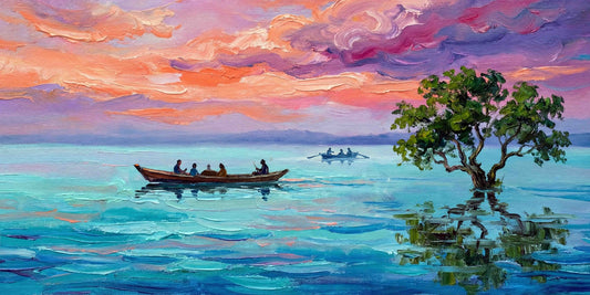 Tranquil Lakeside Sunset Wall Art