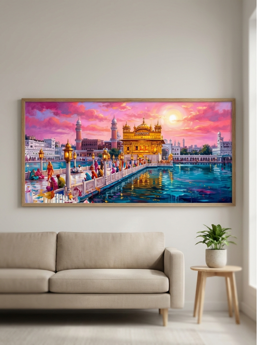 Golden Temple Sunset Spiritual Wall Art