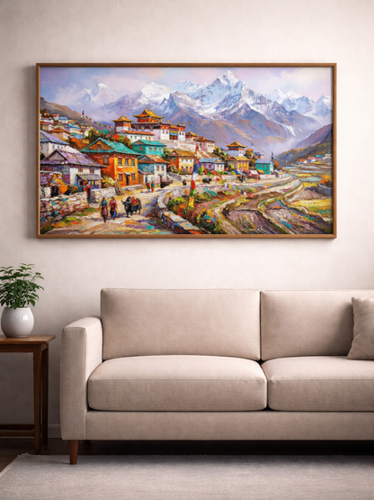 Serene Himalayan Village Landscape Wall Art