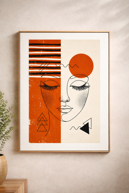 Abstract Dual Face Line Art