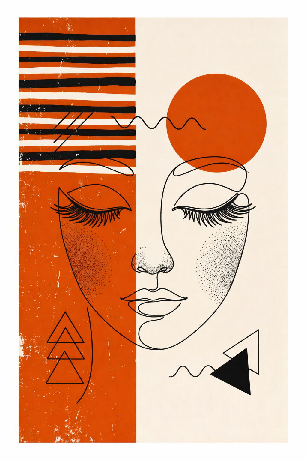 Abstract Dual Face Line Art