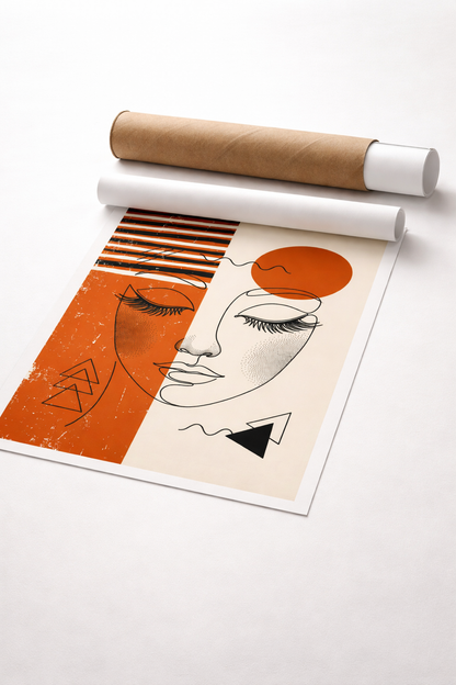 Abstract Dual Face Line Art