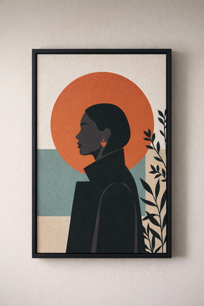 Modern Sunset Woman Silhouette