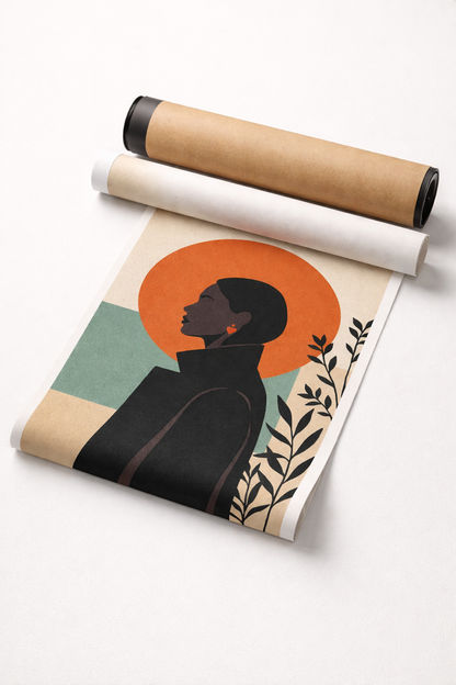 Modern Sunset Woman Silhouette