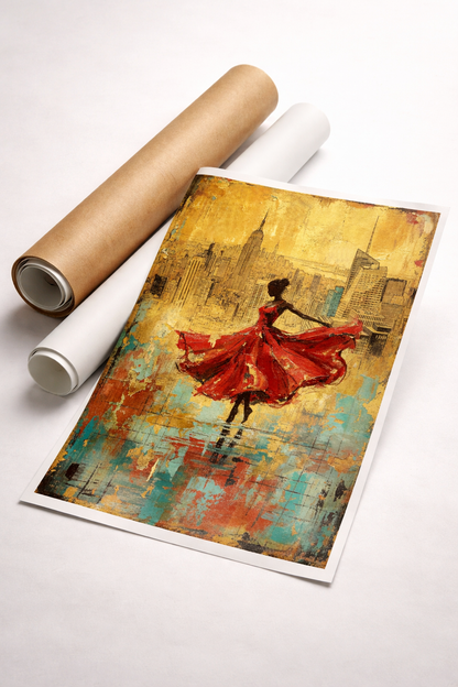 Golden Skyline Dancing Woman