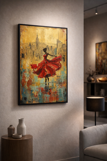Golden Skyline Dancing Woman
