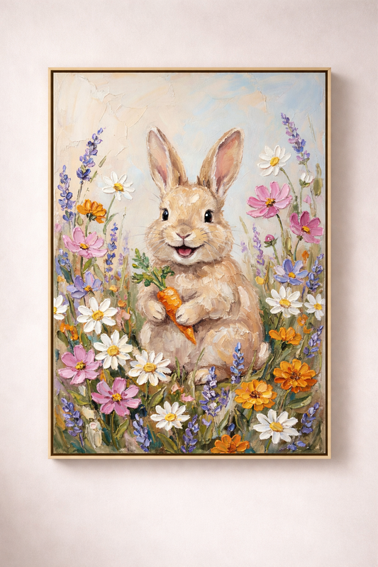 Spring Rabbit Meadow Painting