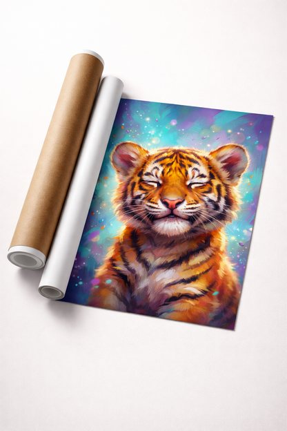 Serenity in Stripes – Premium Tiger Cub Canvas Art