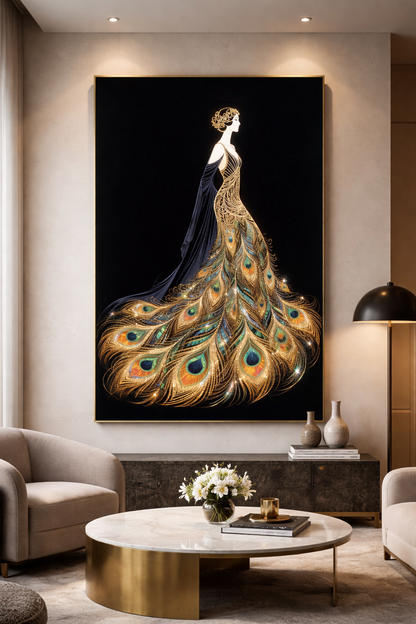 Opulent Peacock Gown Wall Art