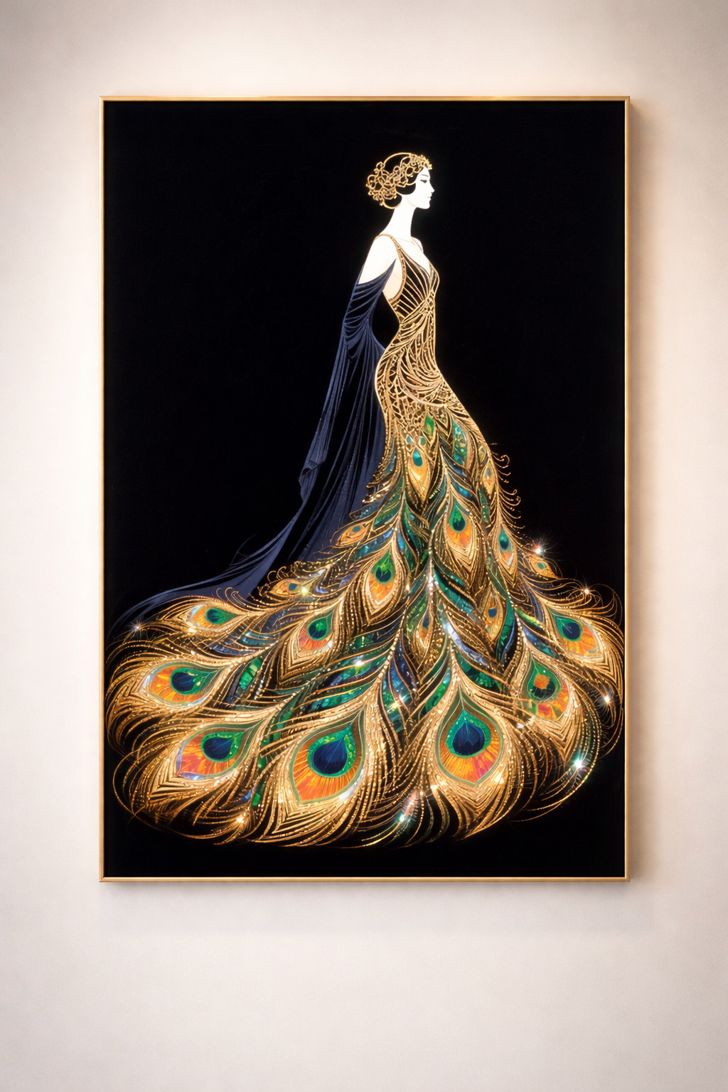 Opulent Peacock Gown Wall Art