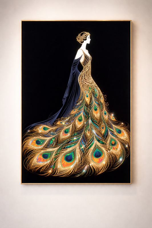 Opulent Peacock Gown Wall Art