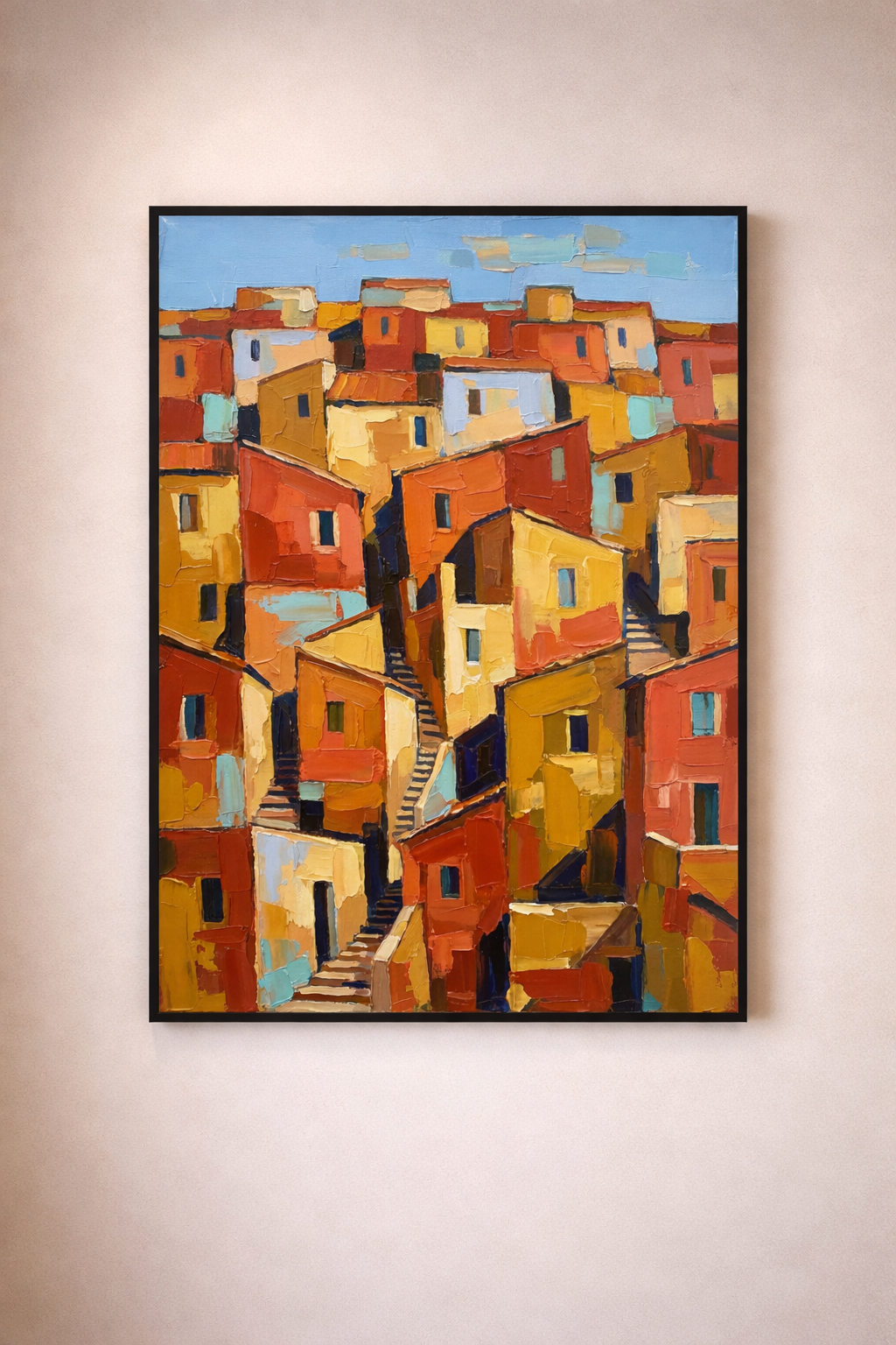Colorful Mediterranean Village Artwork