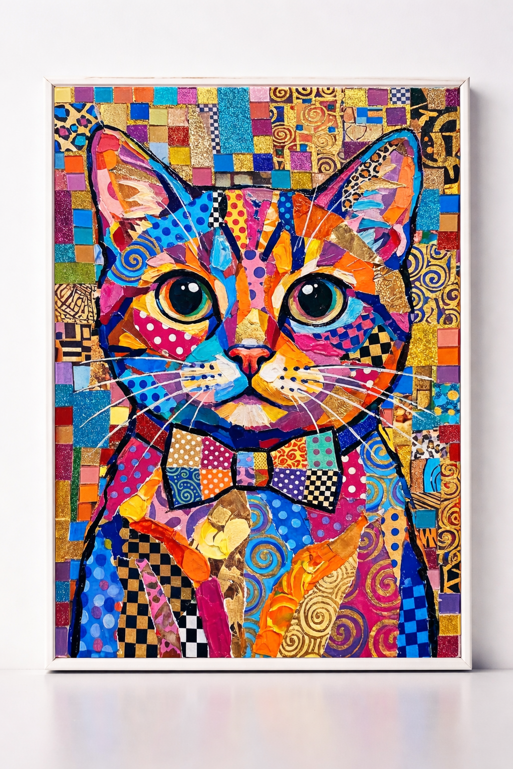Colorful Patchwork Cat Portrait