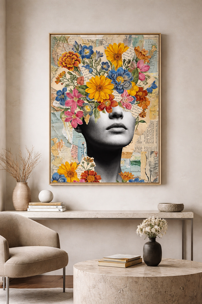 Floral Thoughts Woman Artwork