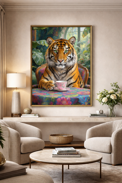 Whimsical Tiger Tea Painting