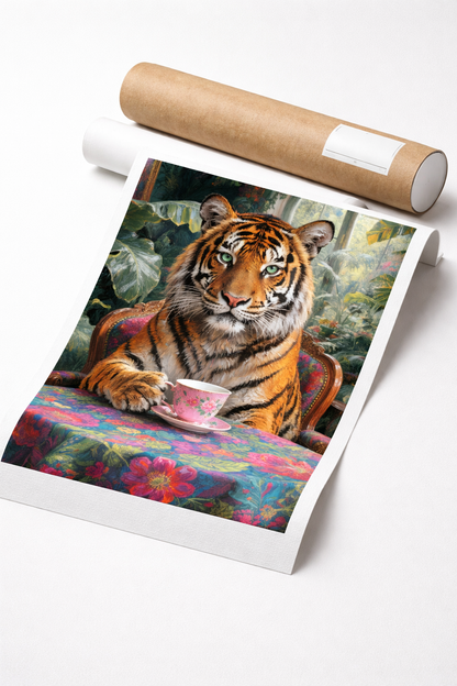 Whimsical Tiger Tea Painting