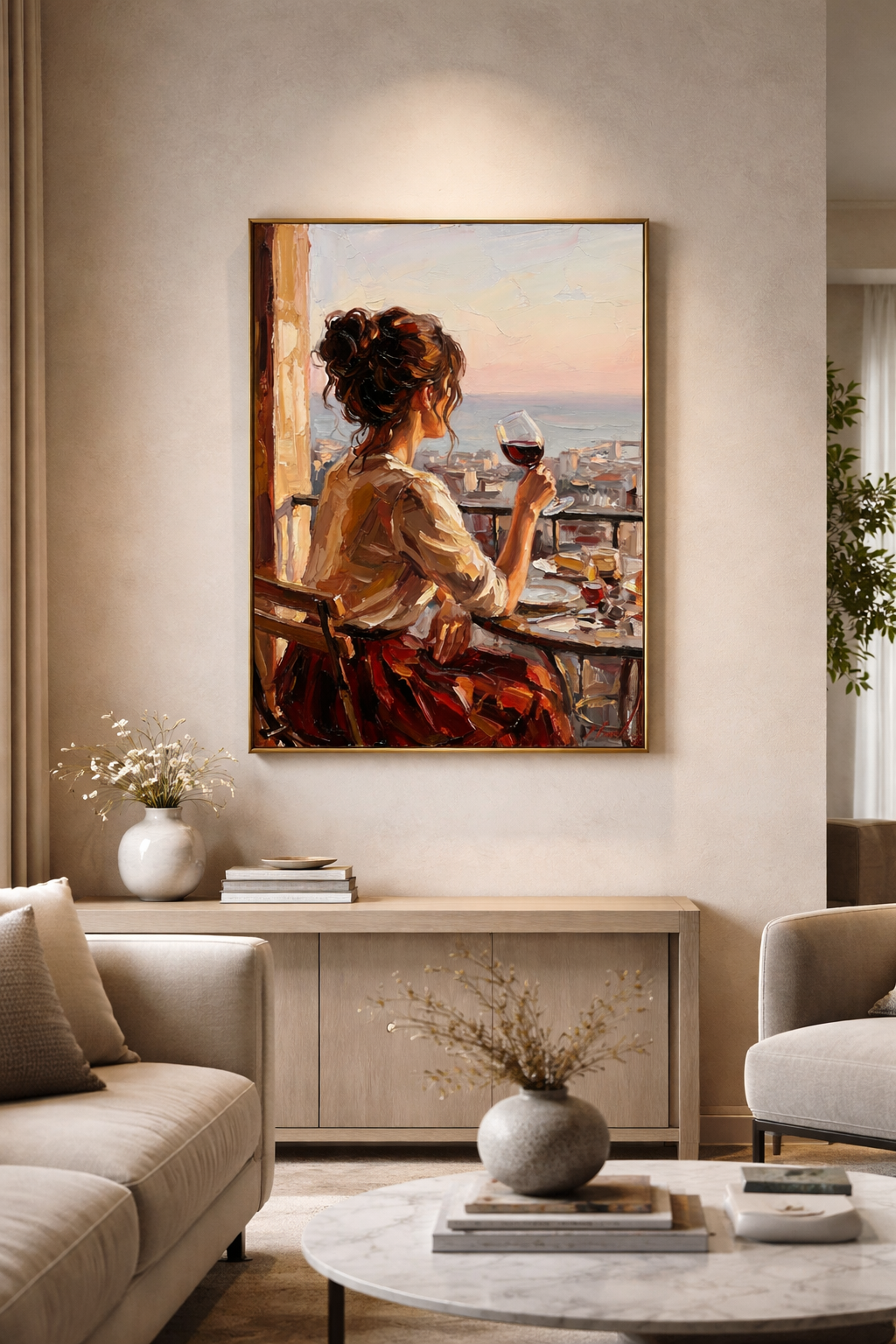 Evening Wine Cityscape Painting