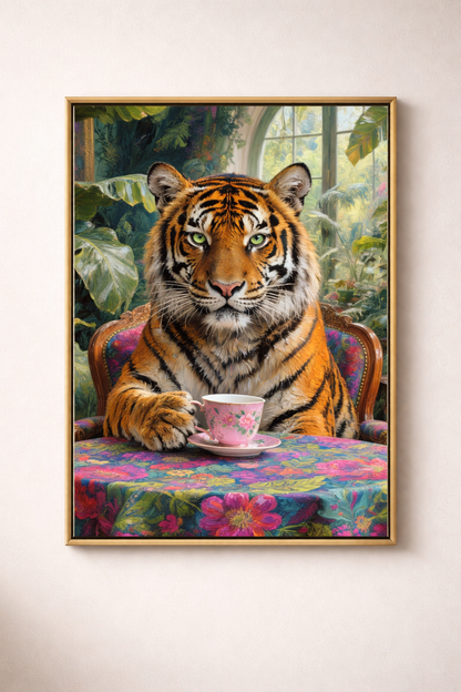 Whimsical Tiger Tea Painting