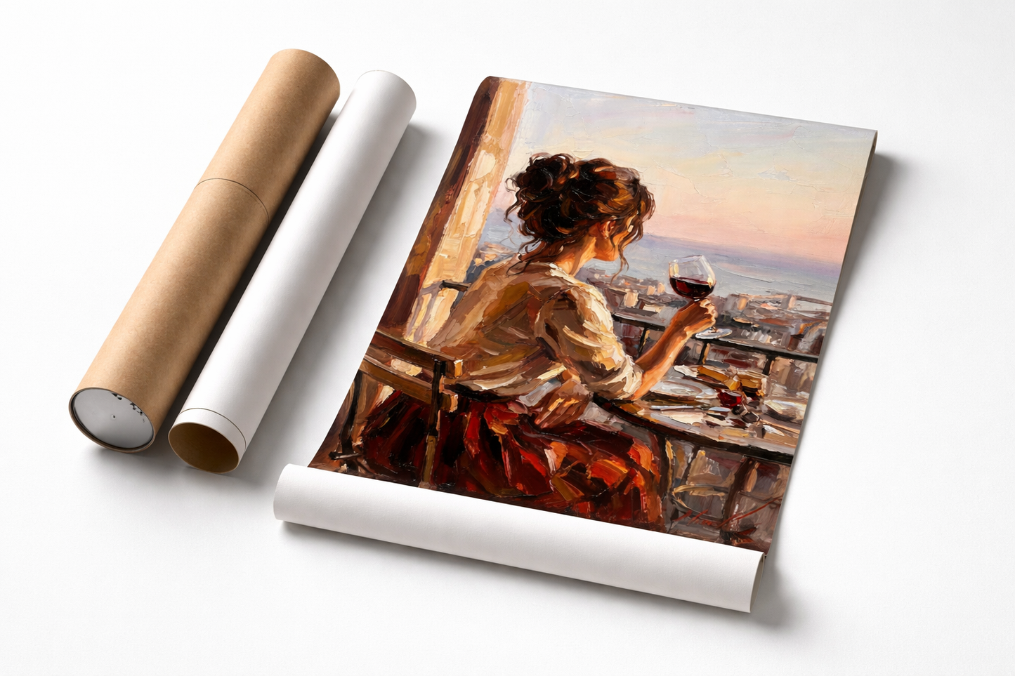 Evening Wine Cityscape Painting