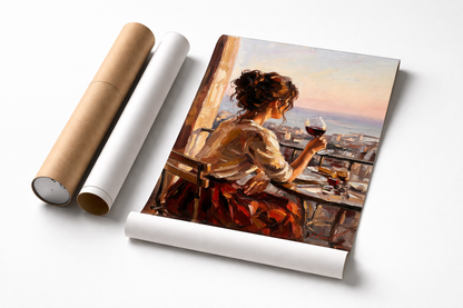 Evening Wine Cityscape Painting