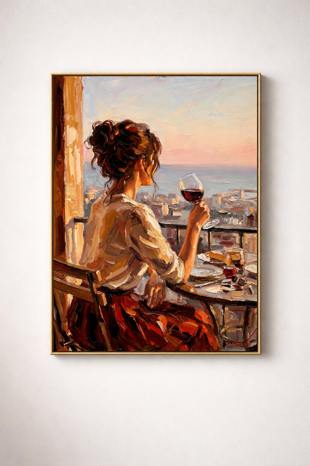 Evening Wine Cityscape Painting