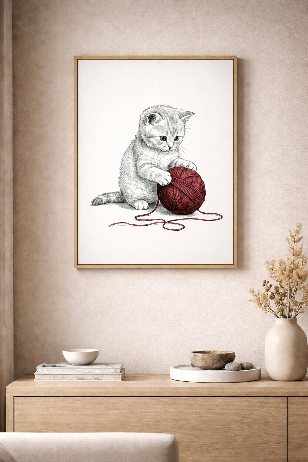 Adorable Kitten Yarn Artwork