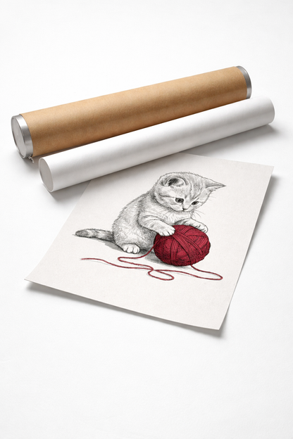 Adorable Kitten Yarn Artwork