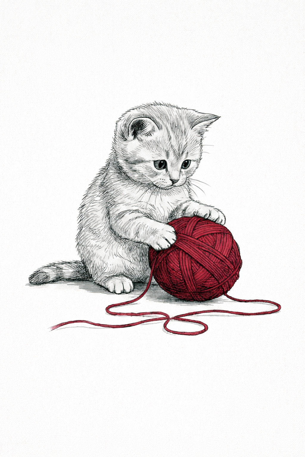Adorable Kitten Yarn Artwork