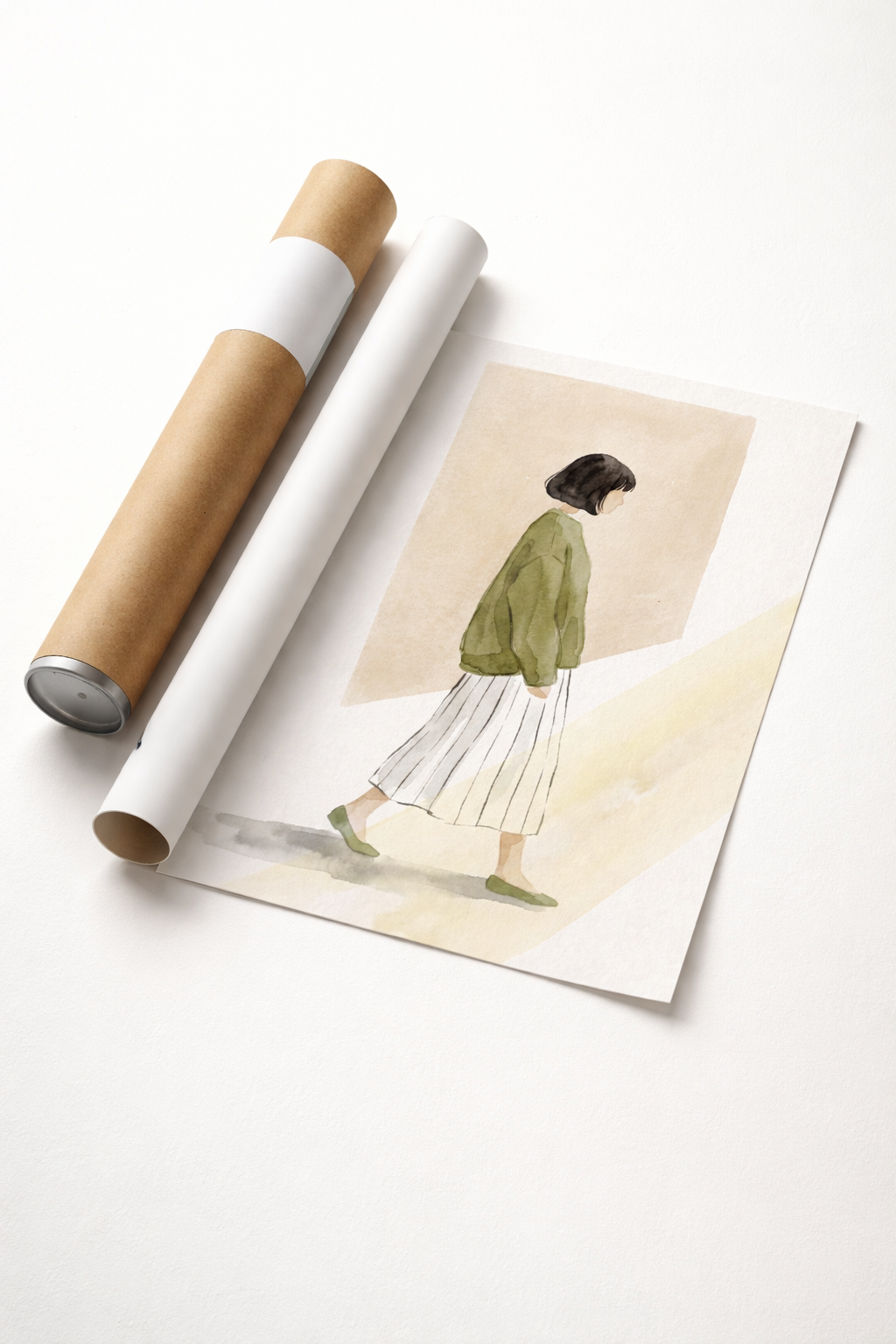 Minimalist Woman Walking Artwork