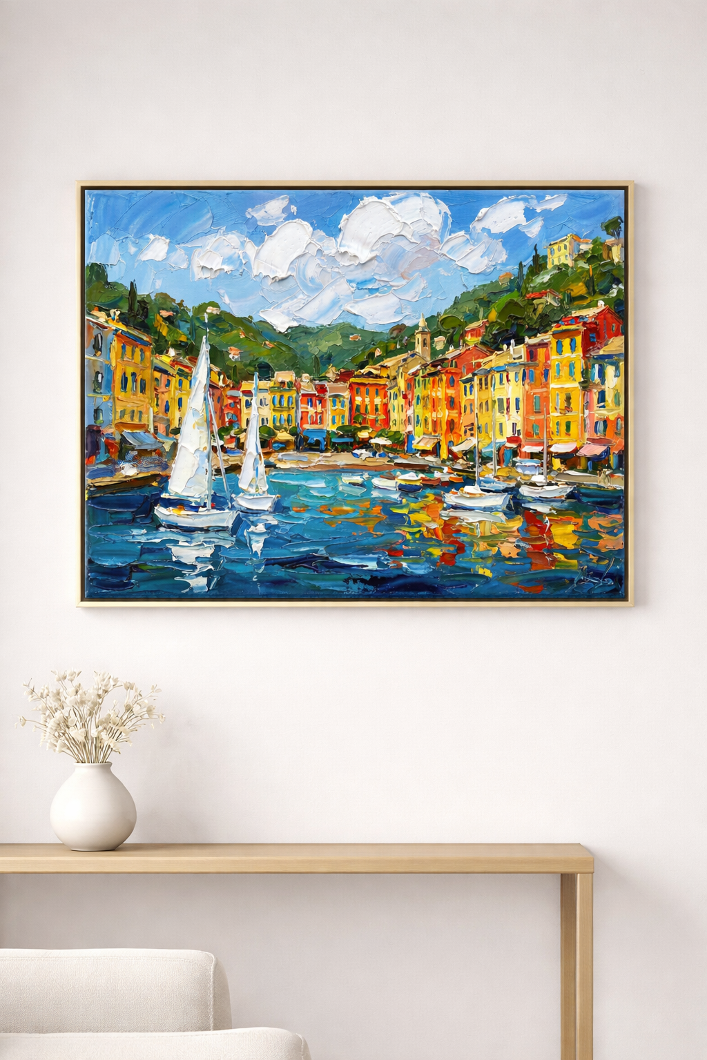 Vibrant Coastal Village Waterfront