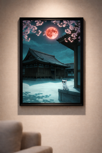 Cherry Blossom Moonlight Scene