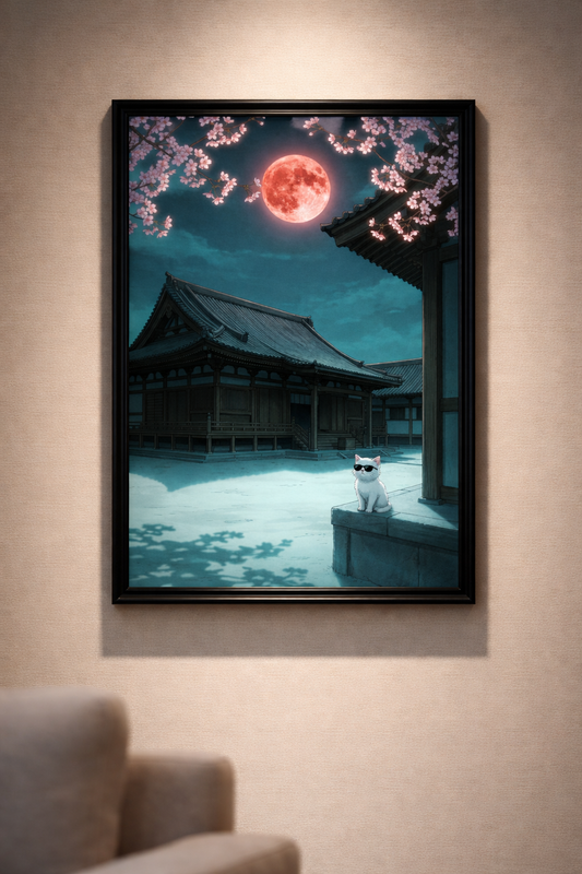 Cherry Blossom Moonlight Scene
