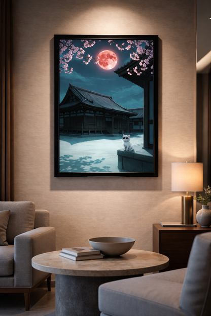 Cherry Blossom Moonlight Scene