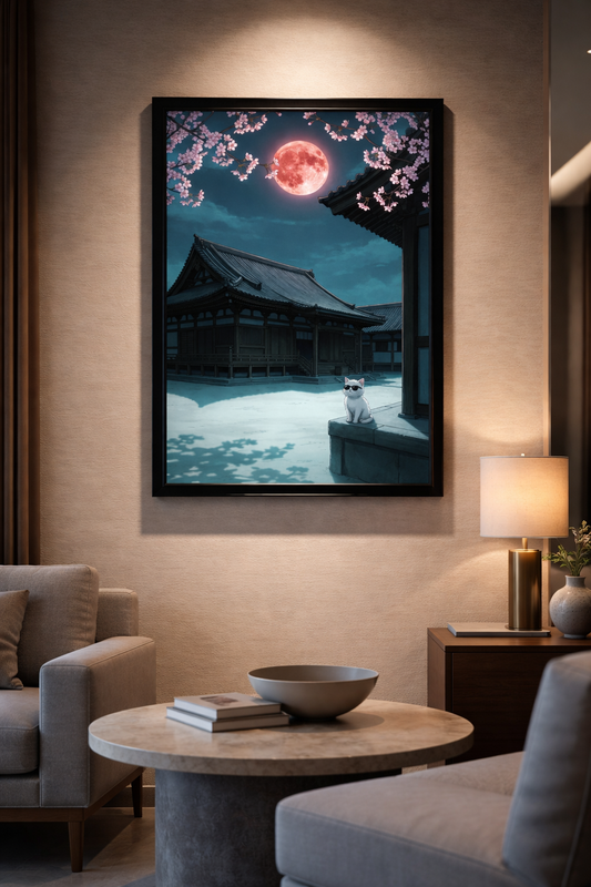 Cherry Blossom Moonlight Scene
