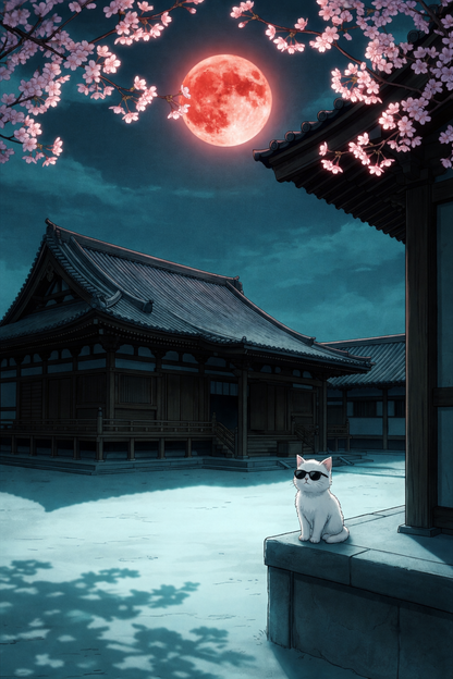Cherry Blossom Moonlight Scene