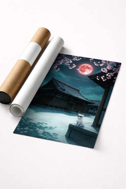 Cherry Blossom Moonlight Scene