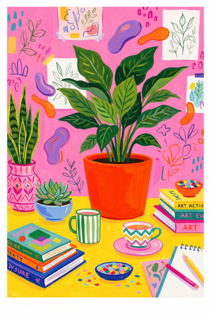 Cheerful Botanical Work Nook