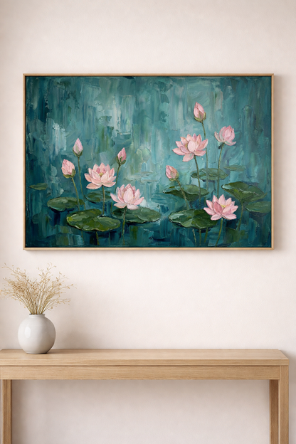 Blushing Lotuses Tranquil Waters