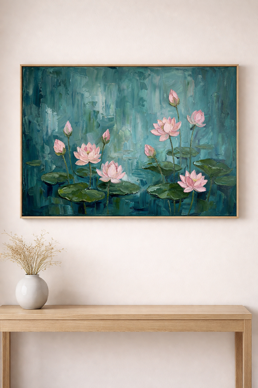 Blushing Lotuses Tranquil Waters