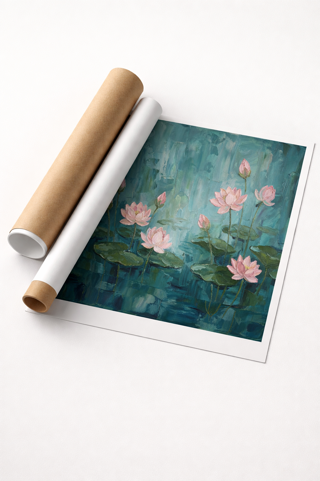 Blushing Lotuses Tranquil Waters