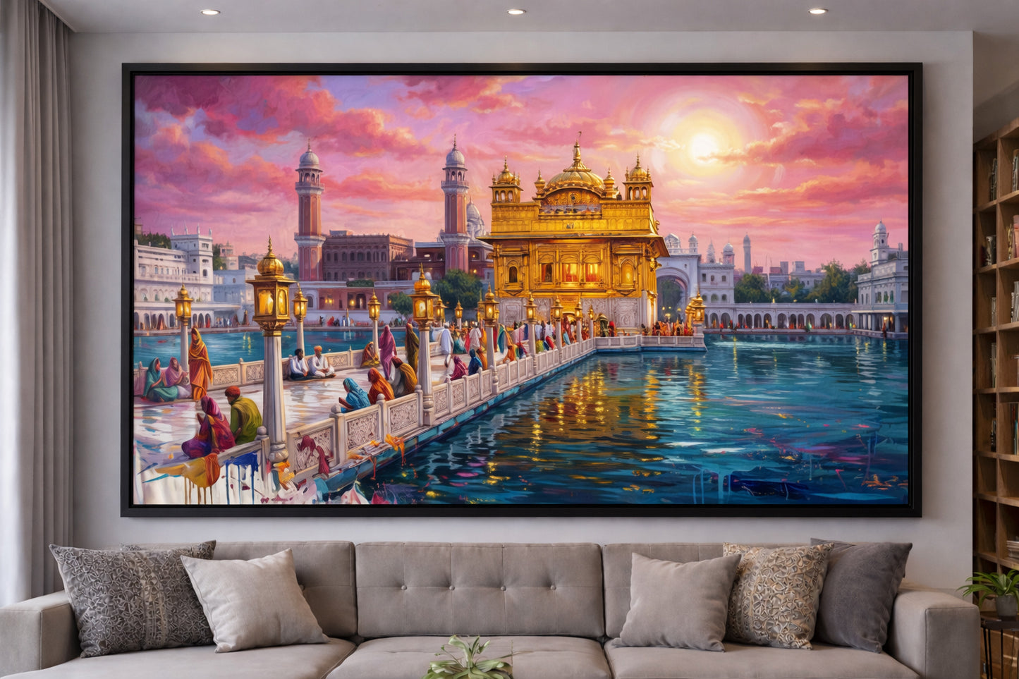 Golden Temple Sunset Spiritual Wall Art