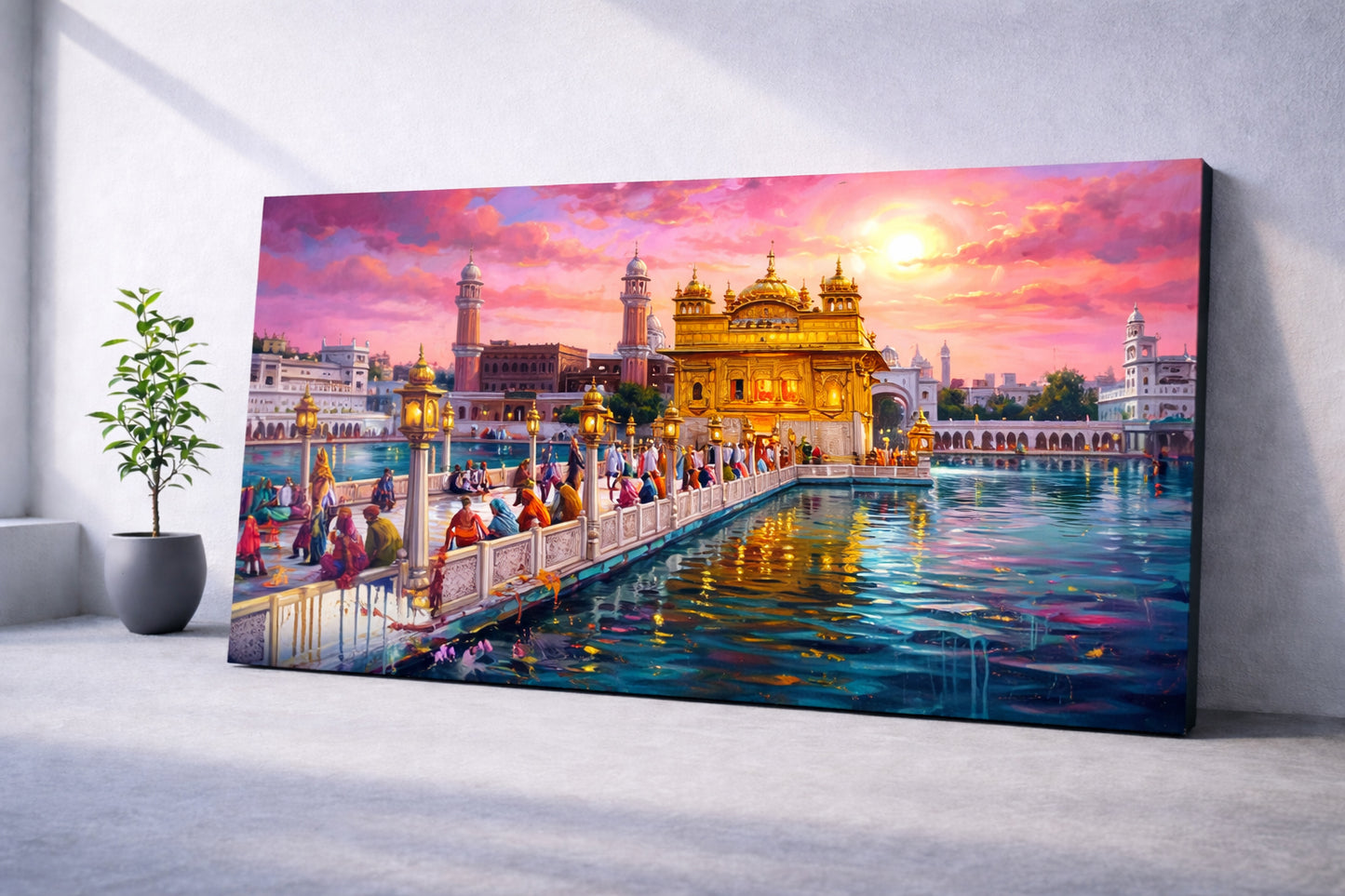 Golden Temple Sunset Spiritual Wall Art