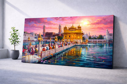 Golden Temple Sunset Spiritual Wall Art