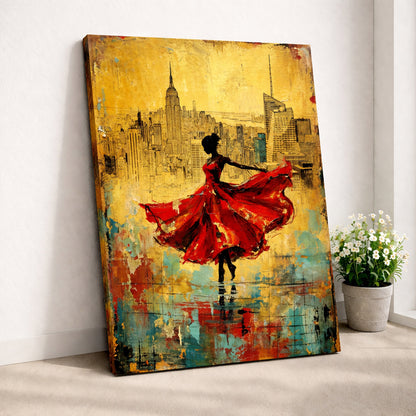 Golden Skyline Dancing Woman