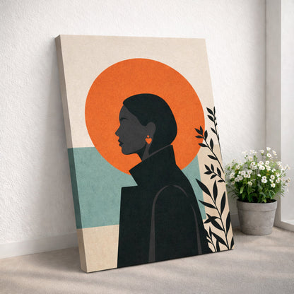 Modern Sunset Woman Silhouette