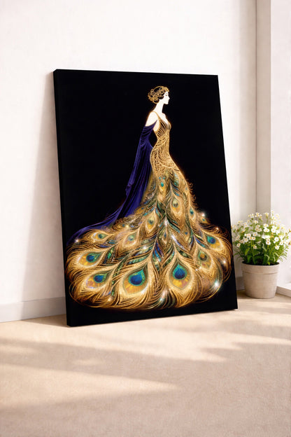 Opulent Peacock Gown Wall Art