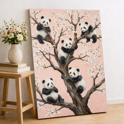 Cute Panda Blossom Tree Wall Art